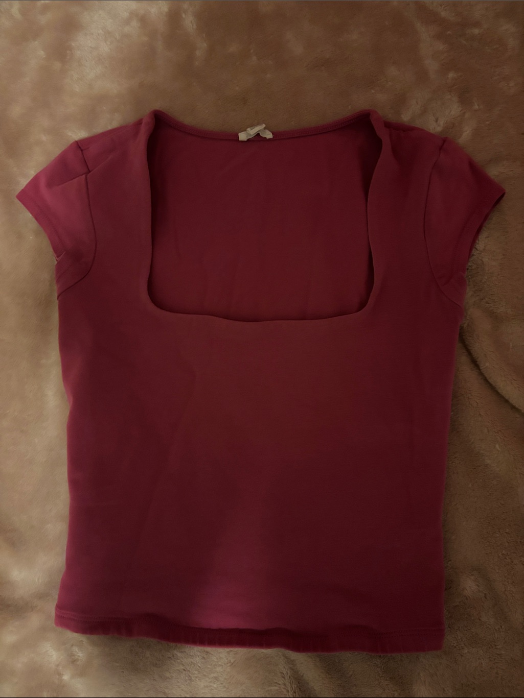 Garage Square Neck Short Sleeve Top - Raspberry
